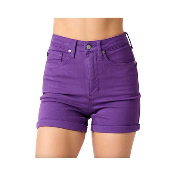 Judy Blue Full Size High Waist Tummy Control Cuffed Denim Shorts